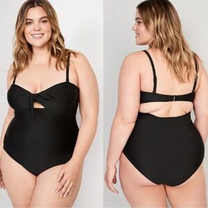 NWT Old Navy Tie-Front One Piece Swimsuit Black 4X